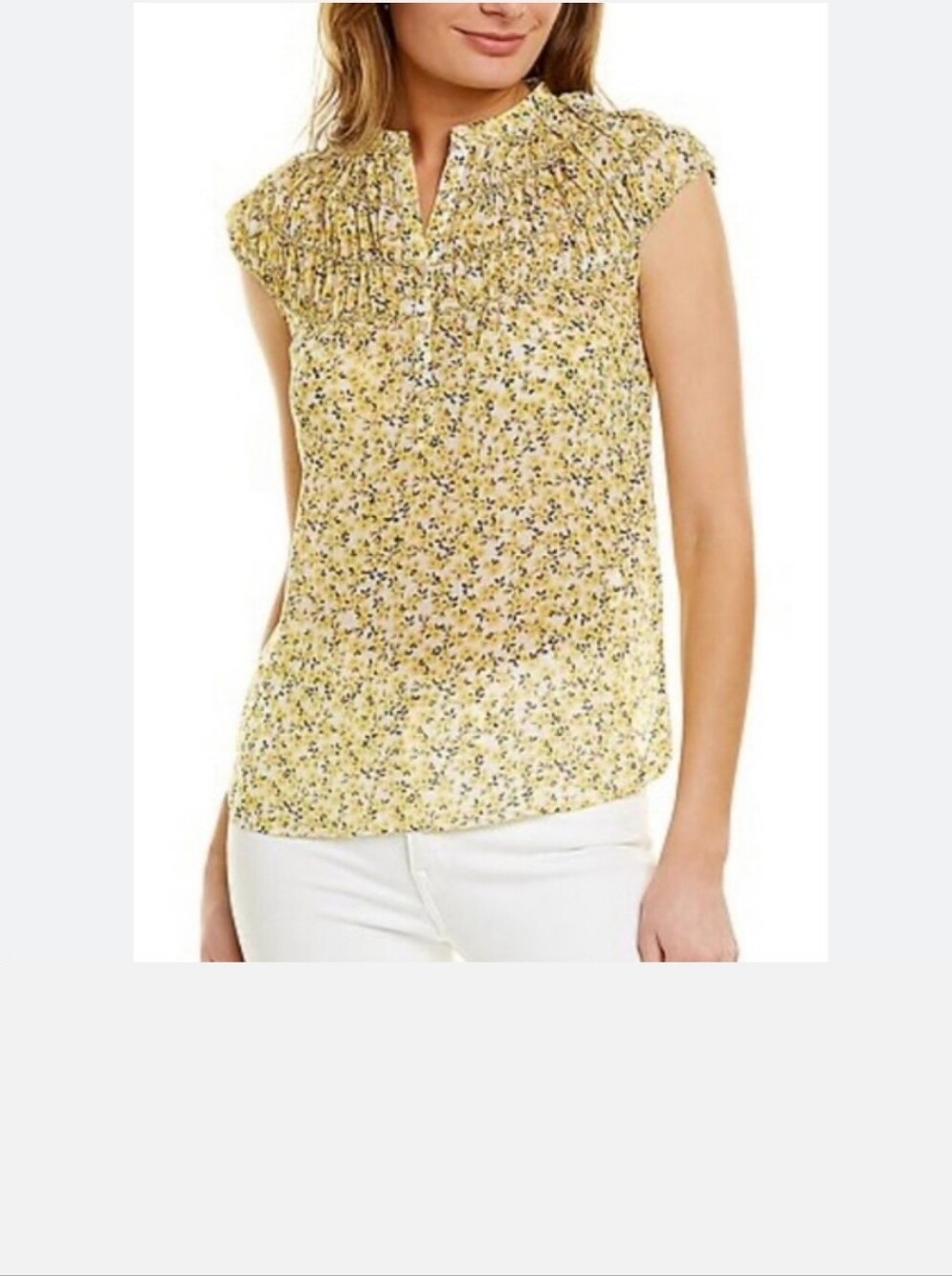 Max Studio Yellow Floral Georgette Sleeveless Blouse